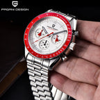 PAGANI DESIGN New Retro Red Watch Luxury Quartz Watches For Men Stainless steel Luminous AR Sapphire crystal Chronograph Man