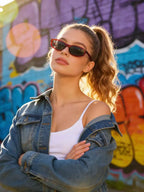 Unisex Narrow Oval Cat Eye Small Frame Y2K Retro Street Chic Minimalist Fashion Sunglasses For Vacation mbzr
