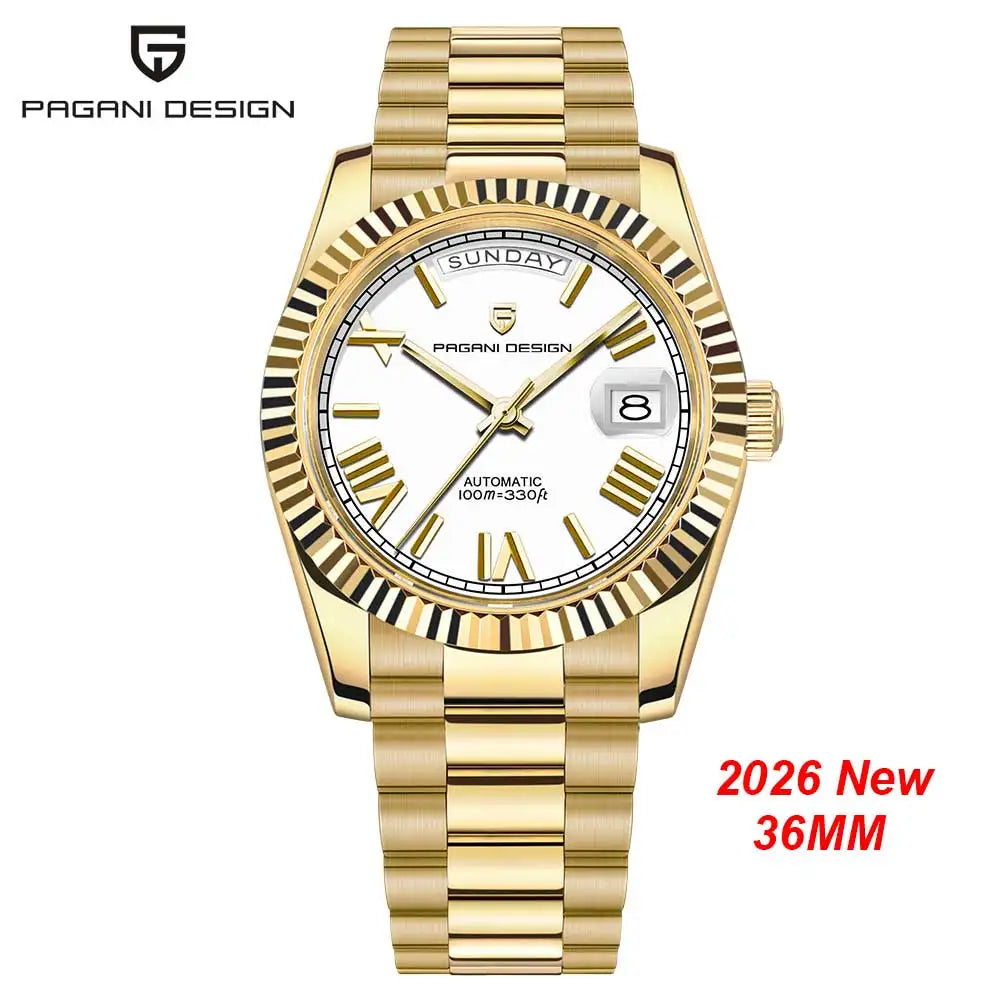 New DD36 Men's Watches PAGANI DESIGN Luxury Gold Automatic Watch Men AR Sapphire Glass Mechanical Wristwatch Men 10Bar ST16 Movt