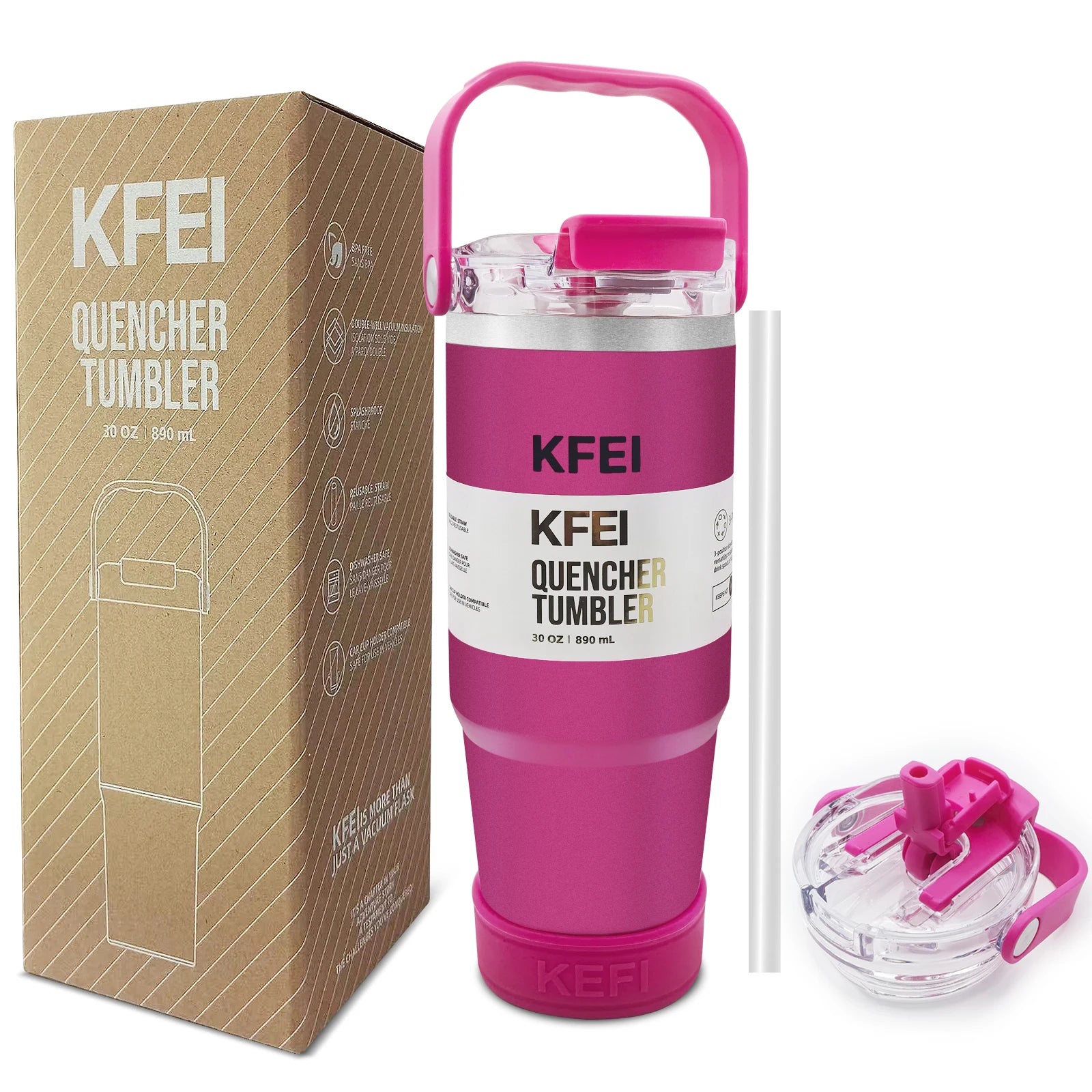 1PCS 30oz Solid Color Double Wall Stainless Tumbler, with Lid And Straw, Keep Warm 12h And Ice 24h, Insulated, Outdoor Stainless mbzr