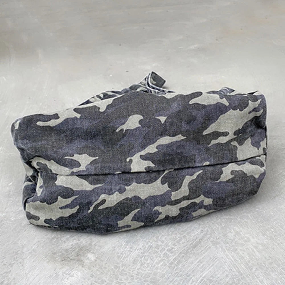 Casual Retro Shoulder Handbag Camouflage Canvas Tote Handbag Large Capacity