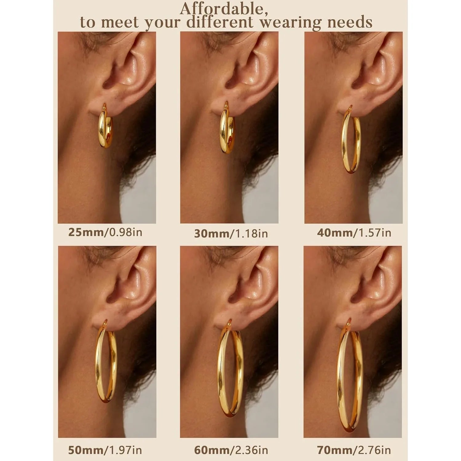 14K Chunky Gold Plated Hoop Earrings for Women 925 Sterling Silver Post Hollow Tube Hoops Earrings 4mm Thick Hoop Earrings Hypoallergenic Lightweight Gold Big Large Hoop Earrings 25/30/40/50/60/70MM