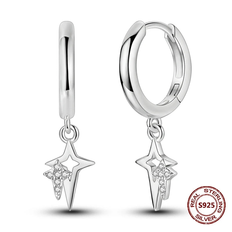 Fine Jewelry 925 Silver Rose Gold Plated Zircon Sparklin Hoop Earrings For Women mbzr