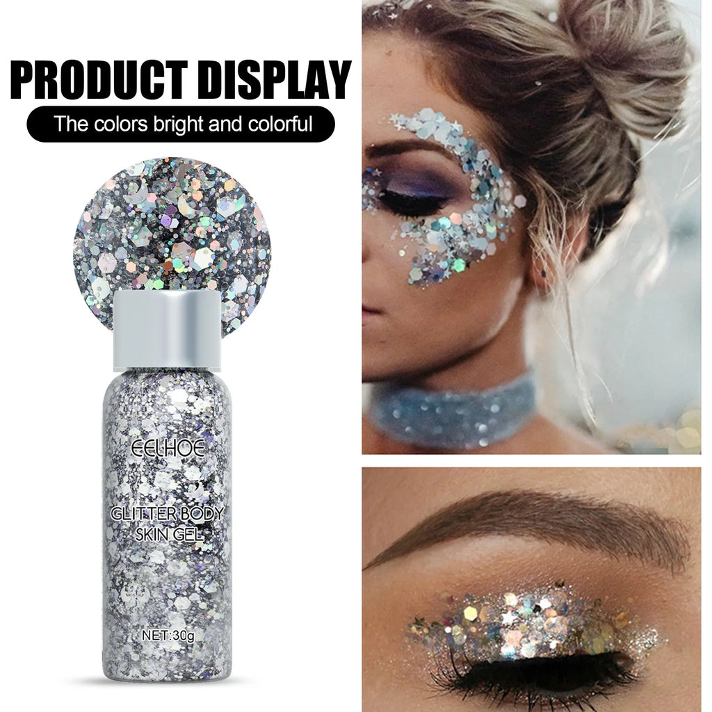 Body Glitter Gel Sequins Long Acting Face Eyes Hair Prom Party Mermaid Scales Not Easy To Take Off Makeup mbzr