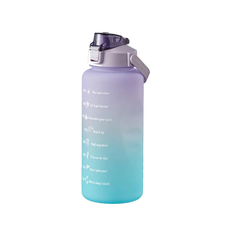 2L Water Bottle With Straw Large Capacity Sports Water Bottle Travel Fitness Sports Portable Drinking Bottles With Time Marker mbzr