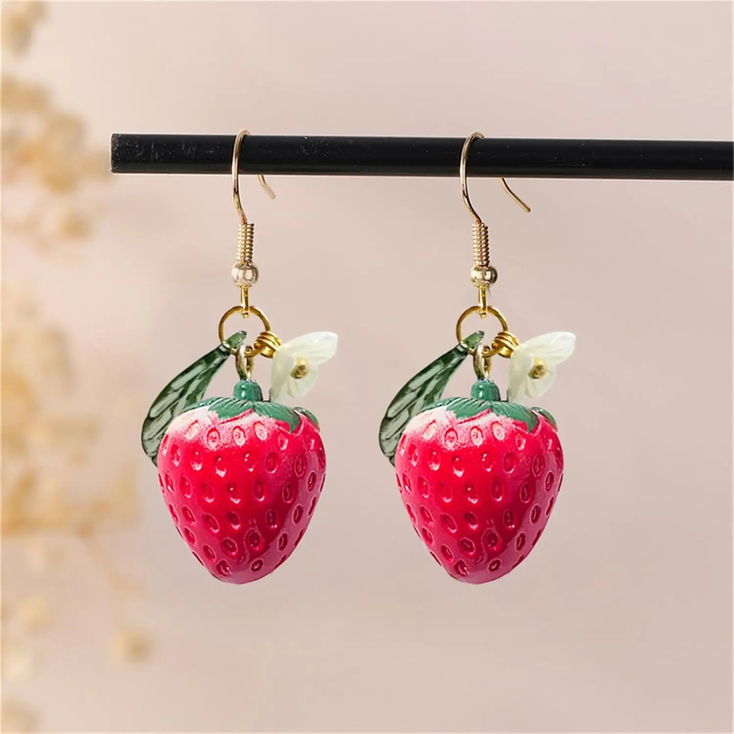 coadipress Strawberry Jewelry Set Red Strawberry Earrings Necklace Bracelet for Women Cute Lifelike Food Fruit Charm Jewelry Birthday Gifts