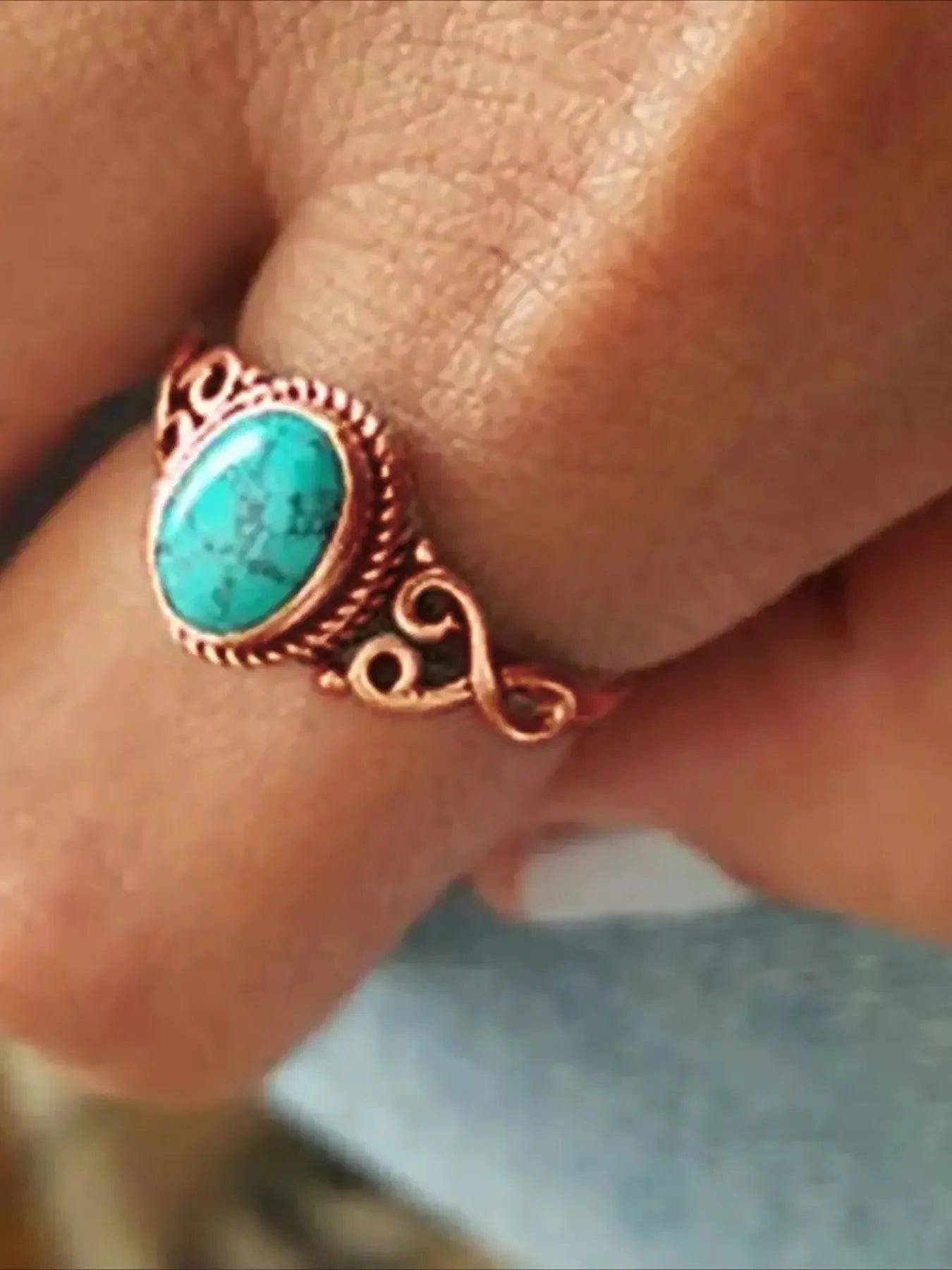 Women's Imitation Turquoise Ring Design, Valentine's Day Gift, Bridal Wedding Engagement Jewelry, Daily Wear Decorative Accessories