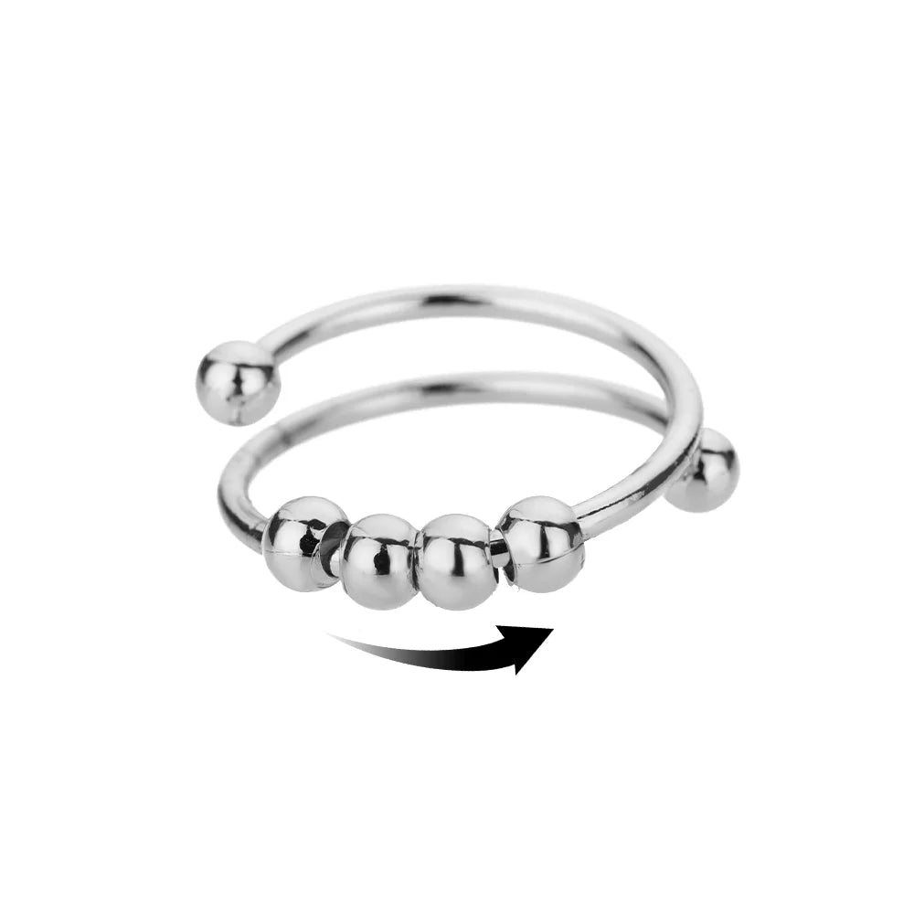 Anti Stress Anxiety Fidget Rings for Women Satinless Steel Spinner Sunflower Sun Star Ring Trendy Jewelry