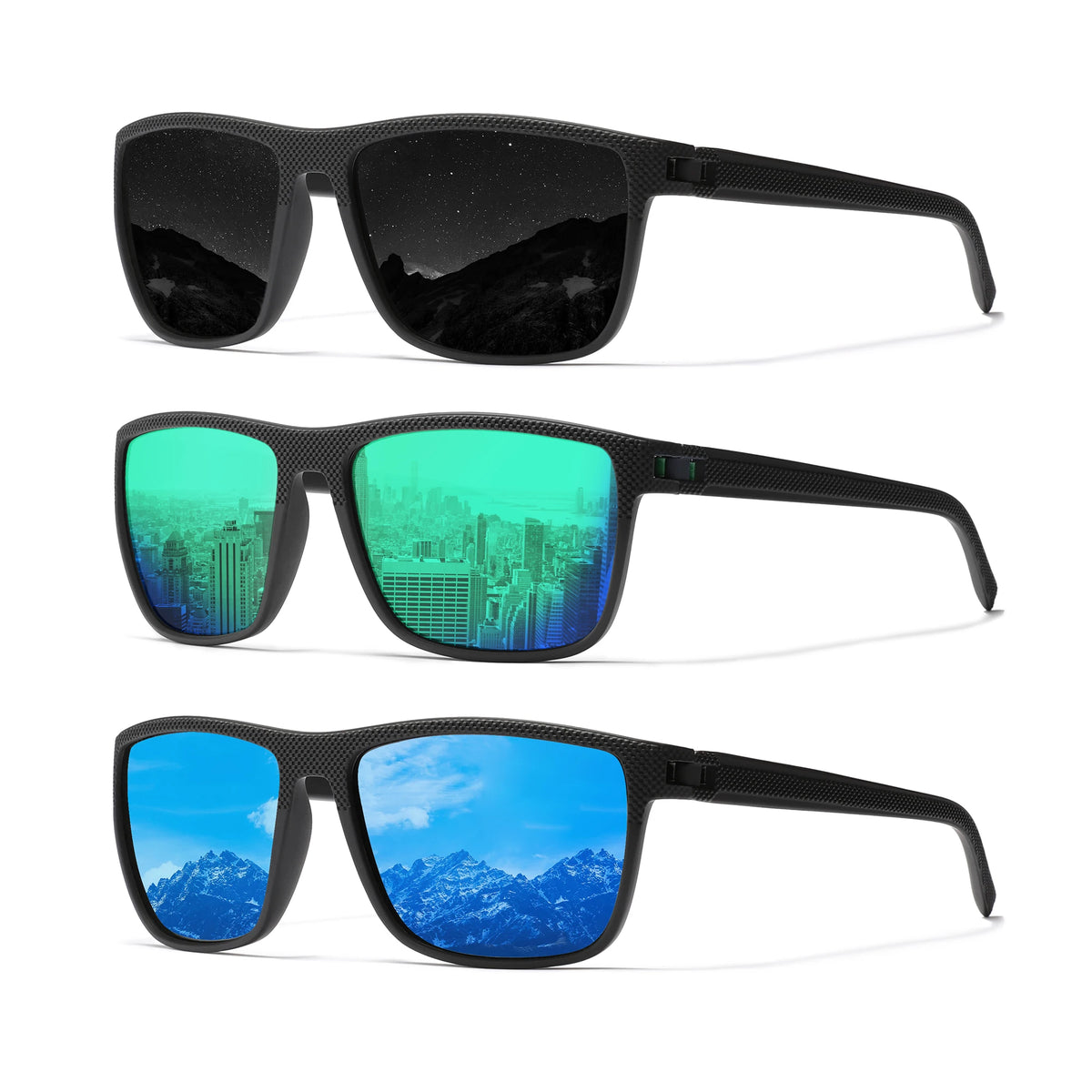 KINGSEVEN 3pcs Sunglasses For Men luxury Polarization High Quality TR90 UV400 Eyewear Eye Protection Glasses