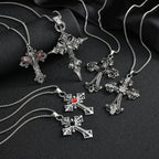 Vnox Gothic Cross Pendant Necklace, Vintage Punk Alloy Cross Chain, Religious Amulet Jewelry Gift for Men Women Hip Hop Necklac