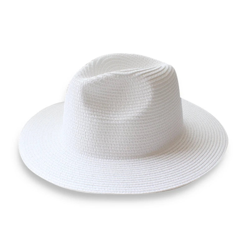 Natural Panama Summer Straw Hat Summer Wide Brim Beach UV Protection Fedora Sun Hat