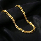 2pcs Men's Miami Cuban Link Chain Necklace and Bracelet Set, 14K Gold Plated Stainless Steel Milano Rope Chain Jewelry, Waterproof Anti-Tarnish Hypoallergenic Shiny Hip Hop Gift for Daily Wear