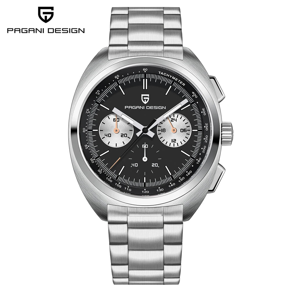 PAGANI DESIGN 2026 Retro Luxury Men's Quartz Watches Sports Chronograph VK63 Watch For Men AR Sapphire Waterproof Leather Clock