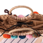 Straw Woven Handbags Beach Bag Handmade Woven Bucket Bag Shopping Tote Bag mbzr