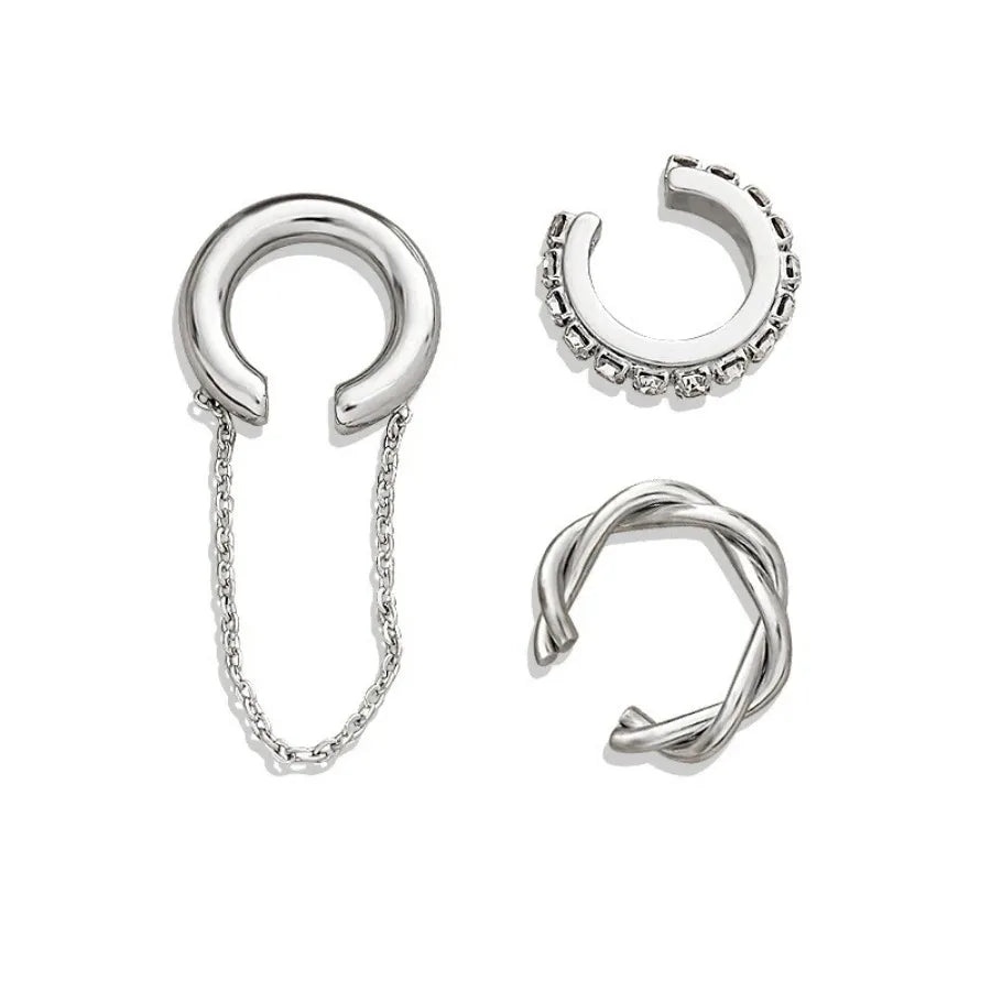 3pcs Irregular Cross Zircon Ear Clip Earring for Women Fashion Simple Geometry No Piercing Ear Cuff Party Jewelry Christmas Gif