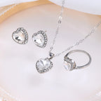 Women's best selling elegant pendant set with square cut micro inlaid zirconia   fashionable necklace   earrings   and ring three piece set luxury