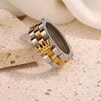 1pc Minimalist Golden Crown Stainless Steel Ring