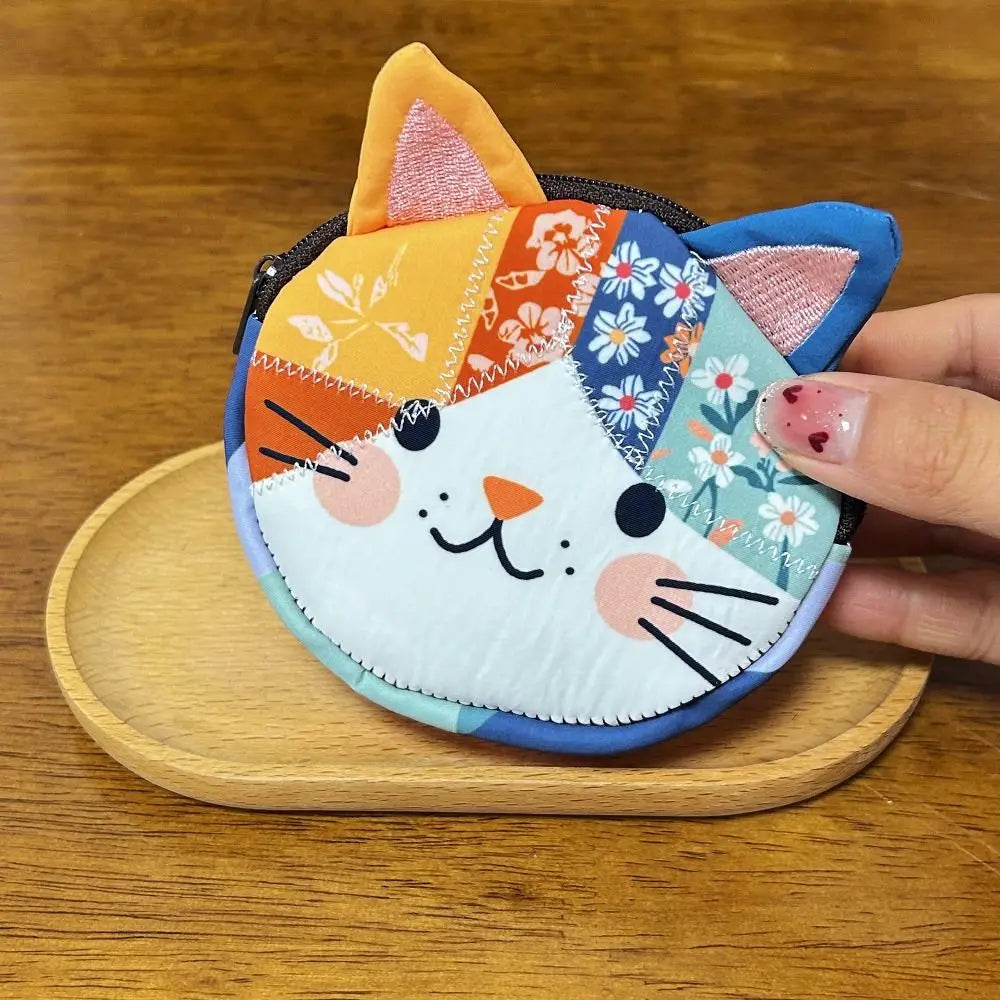 Waterproof Patchwork Coin Purse Cat Zipper Design Makeup Bag Travel Storage Bag Home Travel mbzr