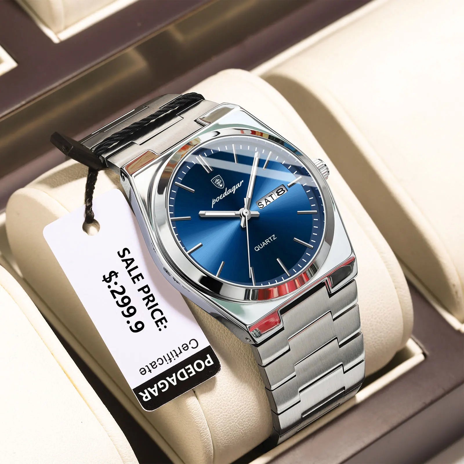 POEDAGAR Luxury Men's Watches Waterproof Luminous Date Week Men Watch Stainless Steel Casual Fashion Quartz Man Wristwatch Reloj mbzr