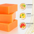 LKIAE Organic Turmeric Soap Bar, Natural Herbal Hand Made Whitening Soap, Reduce Melanin, Pimples, Acne, For Face And Body,200g mbzr