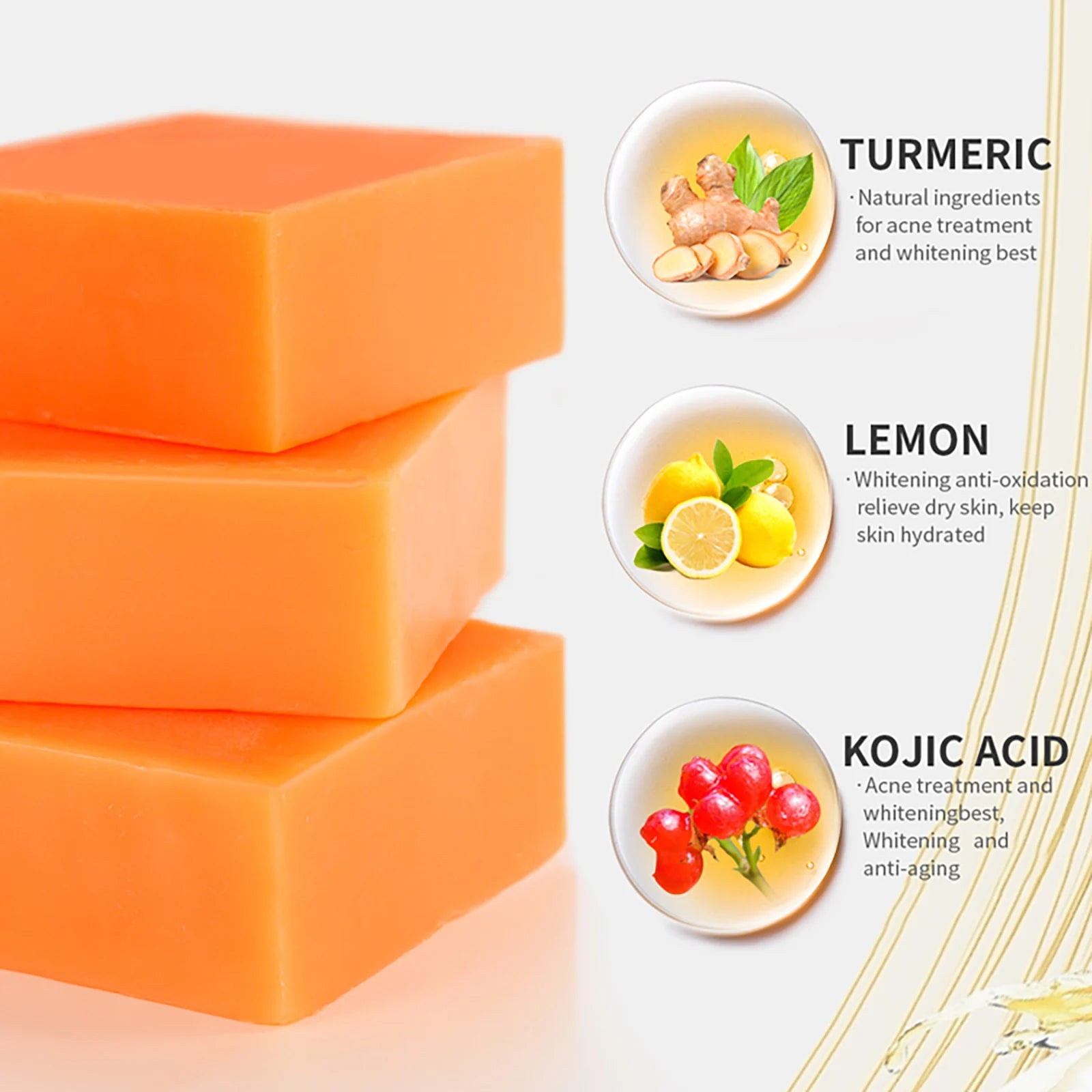 LKIAE Organic Turmeric Soap Bar, Natural Herbal Hand Made Whitening Soap, Reduce Melanin, Pimples, Acne, For Face And Body,200g mbzr