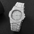 Luxury Full Diamond Men's Stainless Steel Watches Male Sports Quartz Wristwatch with Calendar mbzr
