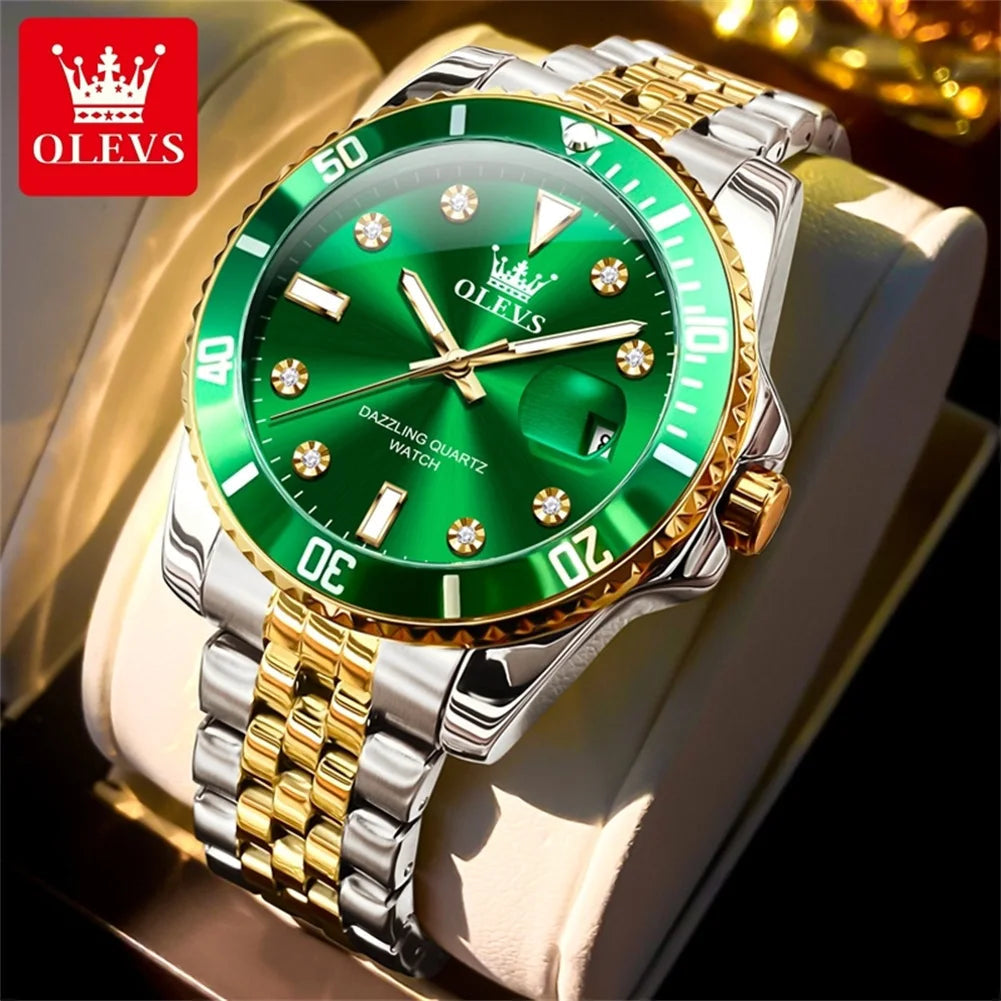 OLEVS 9809 Men's Watch Original Waterproof Automatic Date Rotation Ring Luxury Brand Diving Quartz Men's Watch Reloios Masculino mbzr