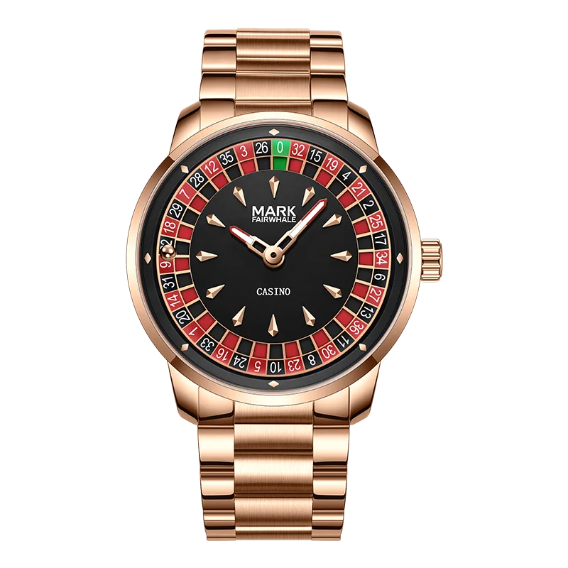 Mark Fairwhale  Casual Leather Strap dial Rotatable Roulette Watch Dial Men's Wristwatch Quartz Fashion WristWatch Wrist Watches for man mbzr