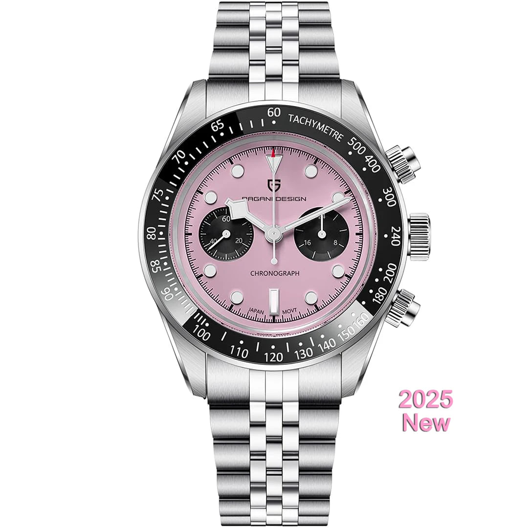 PAGANI DESIGN Men Watches New Pink BB Panda Dial Chronograph Fashion Luxury Quartz Watch For Men VK64 Movt Waterproof Watch 2026