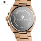 SAPPHERO Men Quartz Watch Luxury Stainless Steel Strap 5ATM Waterproof Hardlex Crystal Business Elegant Dress Wristwatch Gift mbzr