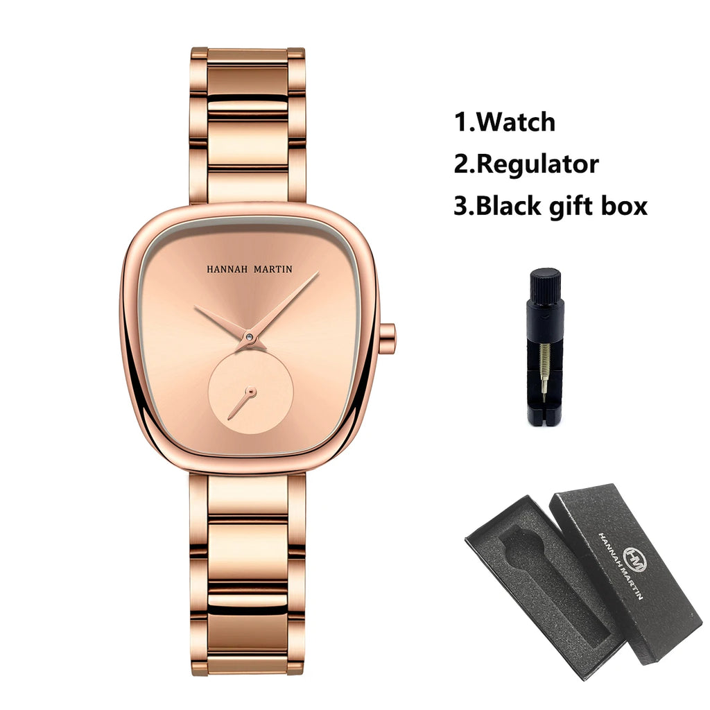 1 Set Women Watch Stainless Steel Strap Rose Gold Oval Timing Clock Quartz Movement Simple Top Brand Women Gift Daily Wear Watch mbzr
