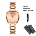 1 Set Women Watch Stainless Steel Strap Rose Gold Oval Timing Clock Quartz Movement Simple Top Brand Women Gift Daily Wear Watch mbzr