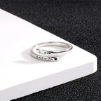 One piece, simple stainless steel engraved letter adjustable open ring, suitable for matching clothing, suitable for daily, party wear, jewelry gifts