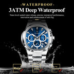 POEDAGAR Business Male Clock Date Chronograph Waterproof Luminous Luxury Men Watch Stainless Steel Quartz Fashion Men's Watches mbzr