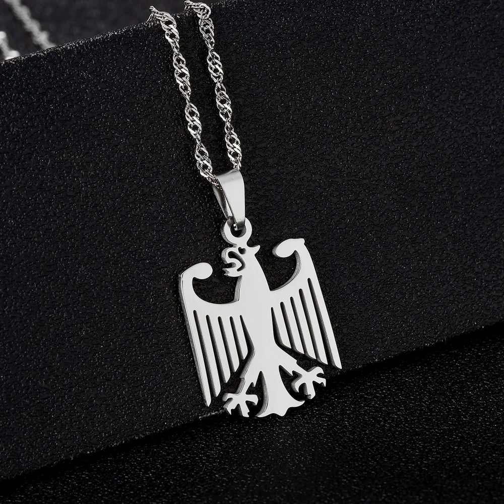 2025 Trendy US EU Hot Sale Stainless Steel Germany Eagle Pendant Necklace Unisex Couple Ethnic Style Patriotic Jewelry Gift