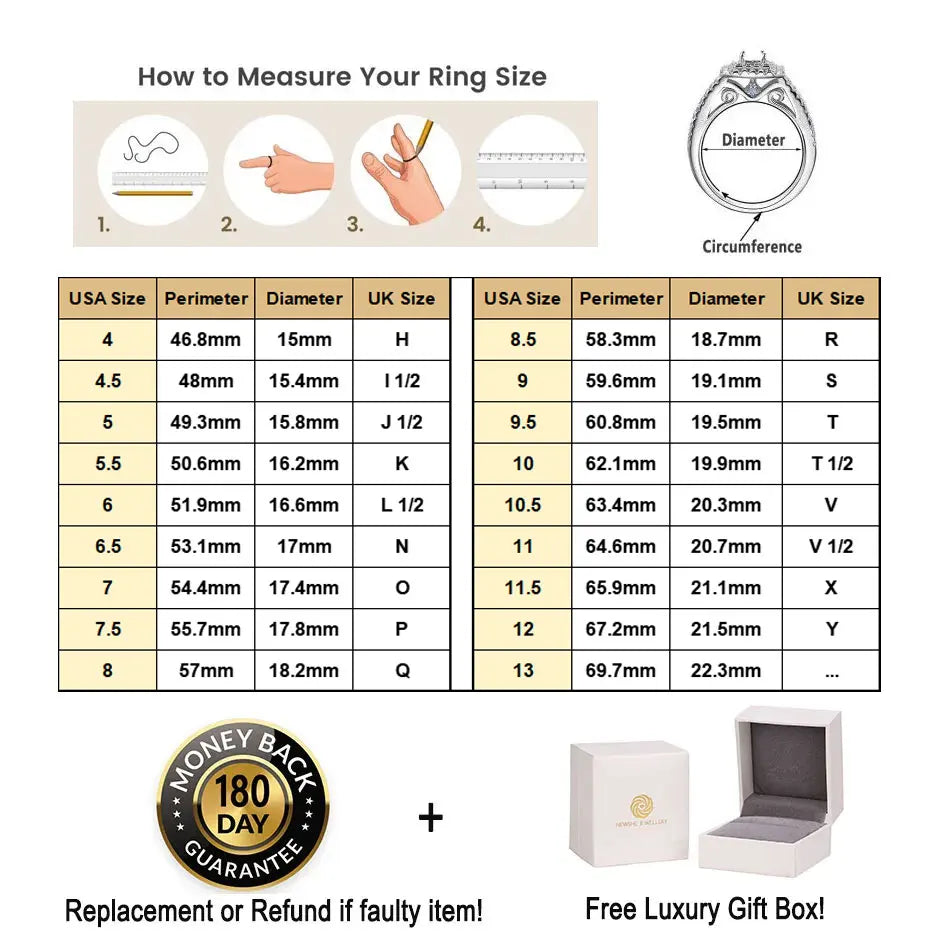 Newshe Solid 925 Silver Engagement Ring Wedding Band Fine Jewelry Luxury Solitaire Round Cubic Zircon Imitation Diamond Rings