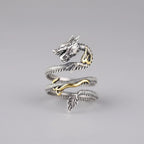 Sterling Silver Dragon Wrap Open Ring for Men & Women