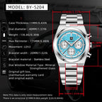 2026 New BENYAR Men's Watches Top Brand Luxury Quartz Watch Men Chronograph Waterproof Luminous Stainless steel Man Gift Clock