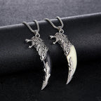 2pcs Black White Wolf Tooth Shape Necklace Set Y2K Stainless Steel Chain Pendant Necklace Jewelry Wedding Party Festival Gifts