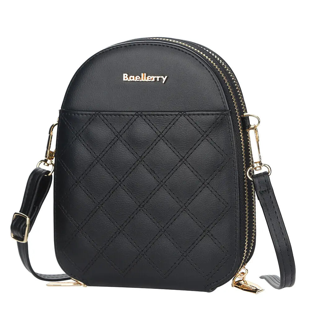 Fashion Small Plaid Leather Zipper Crossbody Bag Shoulder Bag for Women Wallet Purse Handbag with Detachable Strap mbzr