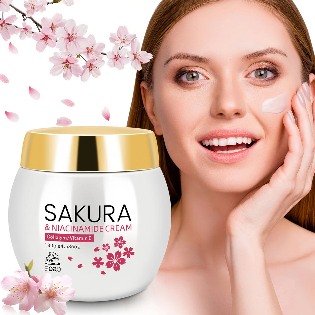 Sakura Face Cream | Infused With Collagen And Niacinamide To Deeply Nourish Dry Skin. Apply To Face And Neck For Complete Care. mbzr