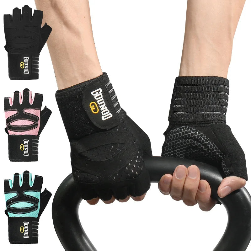GOUNOD Weightlifting Gloves Wristband Support Breathable Anti-Slip Sports Gym Gloves Bodybuilding Powerlifting Fitness Training mbzr