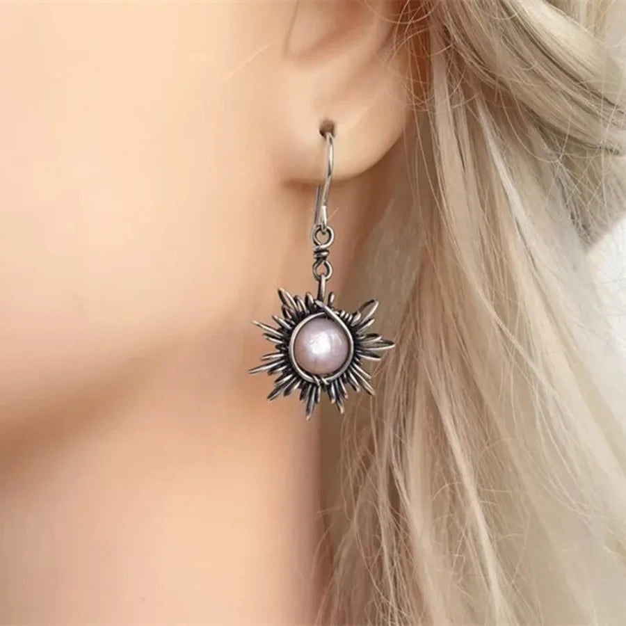 Bohemia Sun and Moon Earrings Silver Color Crystal Drop Earrings Women Female Boho Fashion Jewelry Gift For Her