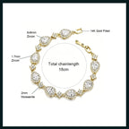 OXTAO 14K Gold Filled Wedding Bridal Bracelet for Brides Moissanite&Zirconia Classic Teardrop Tennis Bracelets D Color VVS1 for Women Girls Jewelry Gift with Certified