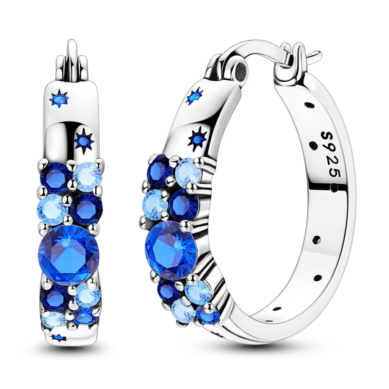 Fine Jewelry 925 Silver Rose Gold Plated Zircon Sparklin Hoop Earrings For Women mbzr