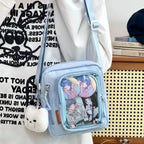 Y2K Mini Women's Korean Style Casual Crossbody Bag with Transparent Pocket, Small Shoulder Bag, Wallet and Phone DIY Bag mbzr