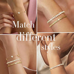 3PC Stackable Bracelet Set for Women Adjustable 14K Gold-Plated & Silver Stainless Steel Tennis Bracelets with Cubic Zirconia, Fashion Accessories for Women Daily Wear