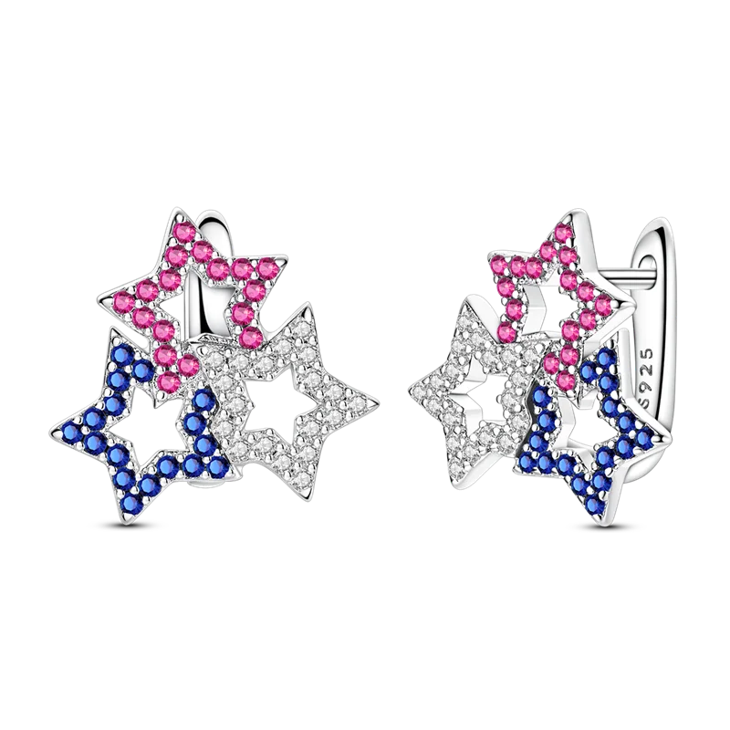 Fine Jewelry 925 Silver Rose Gold Plated Zircon Sparklin Hoop Earrings For Women mbzr