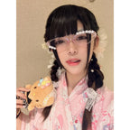An Abi Y2K millennial retro cute flat pink cat glasses, a street photo artifact, decorative glasses mbzr