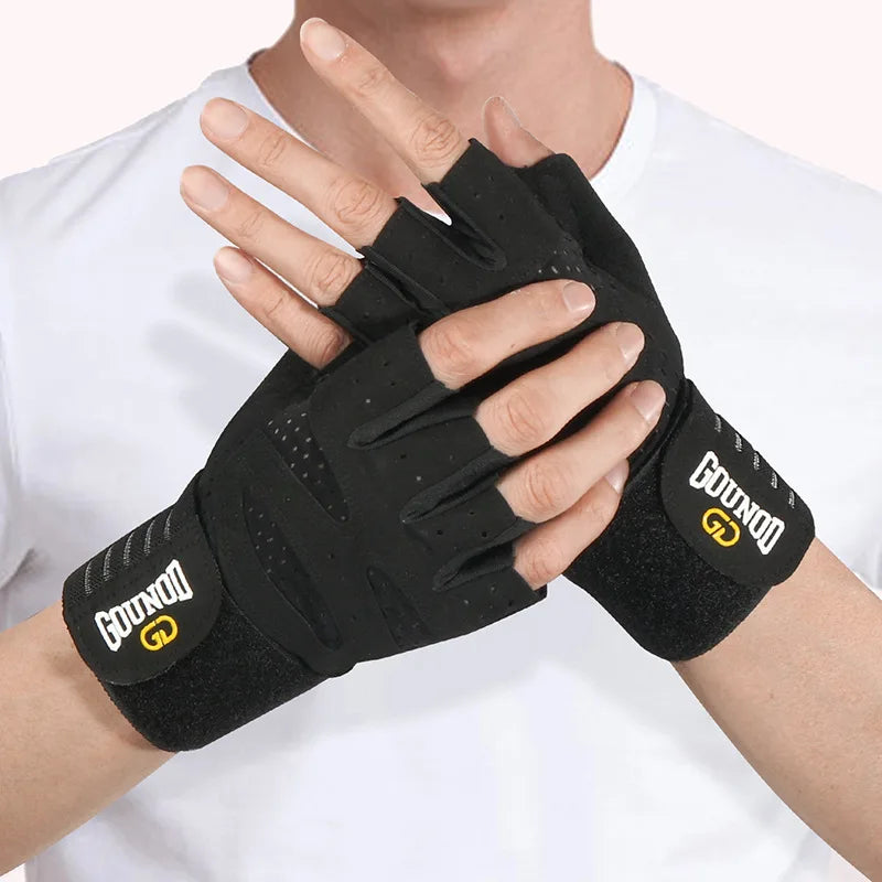 GOUNOD Weightlifting Gloves Wristband Support Breathable Anti-Slip Sports Gym Gloves Bodybuilding Powerlifting Fitness Training mbzr